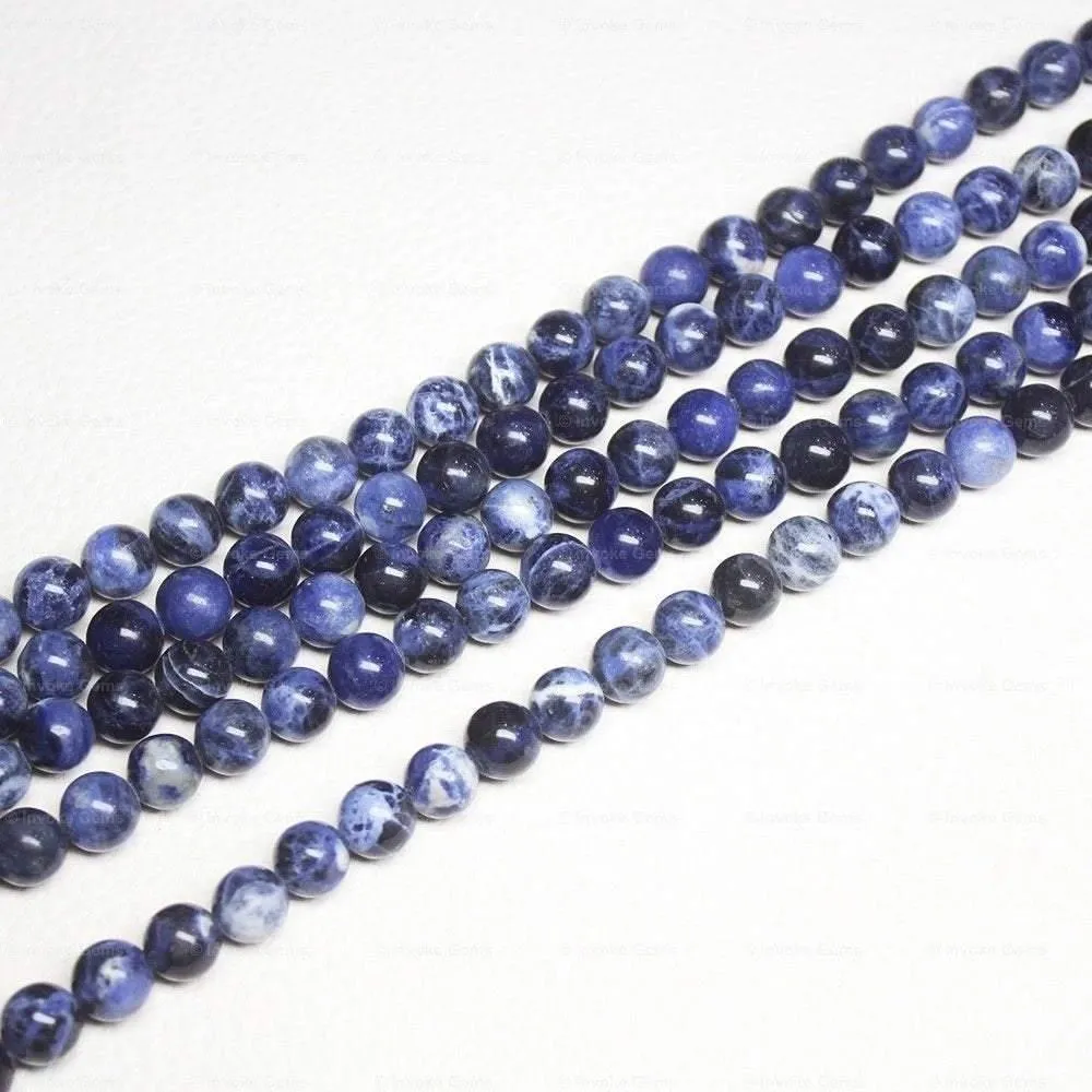 10 Strands Sodalite Natural Smooth Round Ball Loose Gemstone Beads Strand 4mm 14"