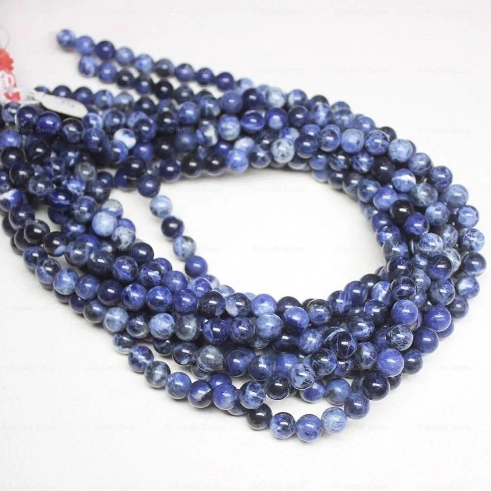10 Strands Sodalite Natural Smooth Round Ball Loose Gemstone Beads Strand 4mm 14"