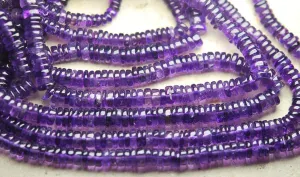 15 Inches Super Finest Natural Purple Amethyst Smooth Polished Button Rondelle 6mm Large