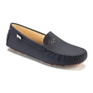 2549 - Navy Sahara Girls Loafer with Beige Sole