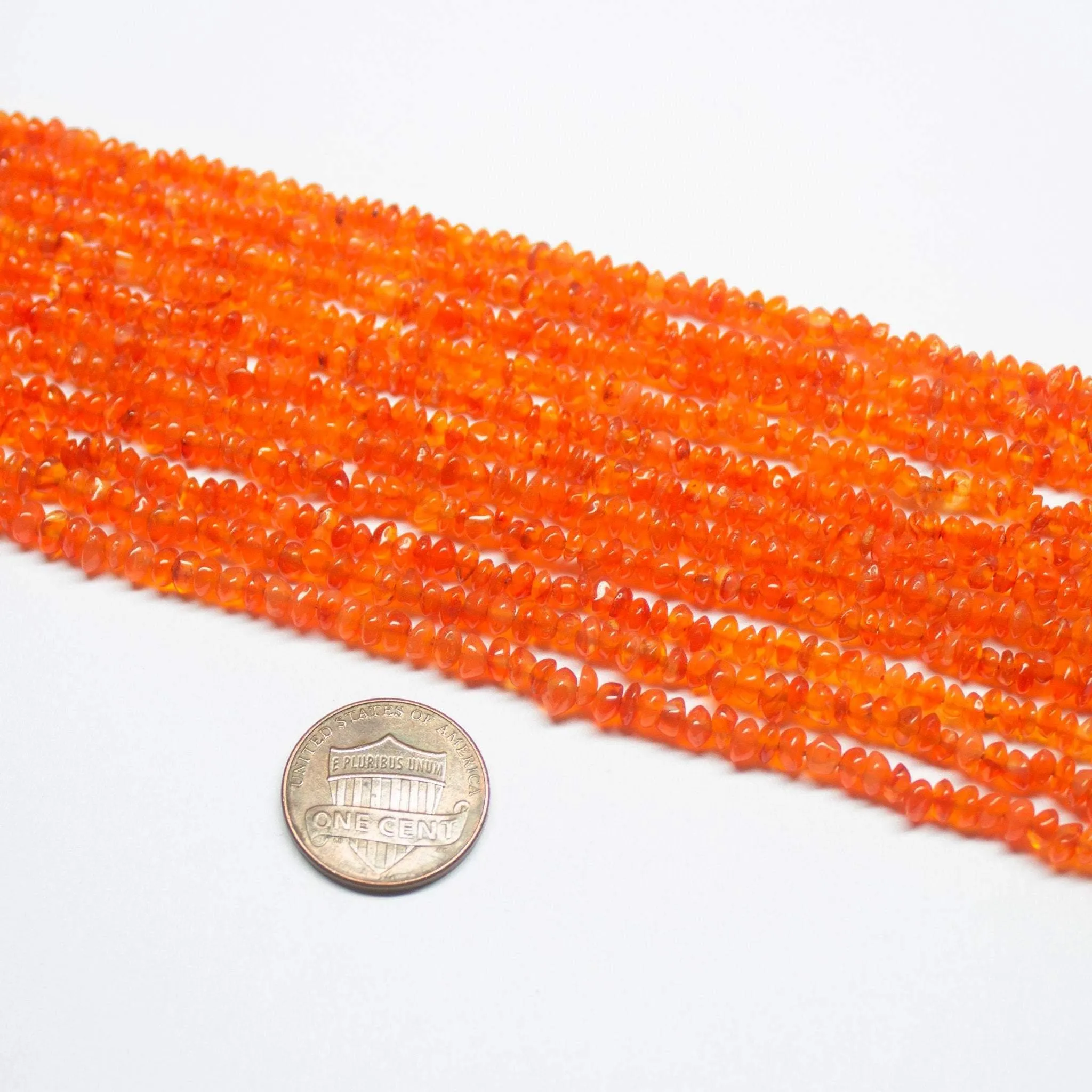 3 Strand Natural Orange Carnelian Smooth Rondelle Gemstone Loose Beads 3-4mm 14"