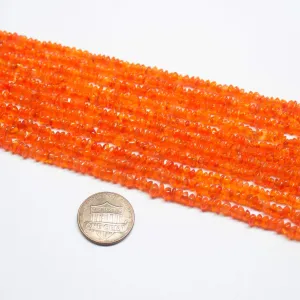 3 Strand Natural Orange Carnelian Smooth Rondelle Gemstone Loose Beads 3-4mm 14"