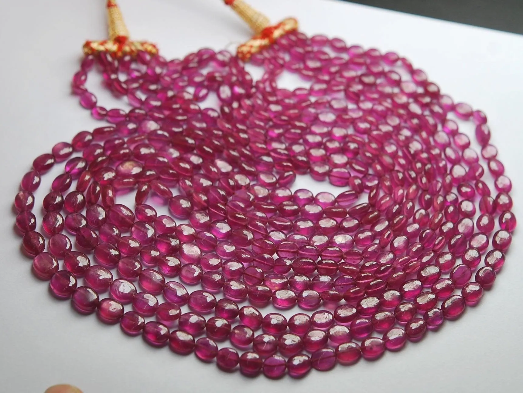 6X20 Inches Strands, Natural Pink Sapphire Smooth Oval Nuggets Shape, 6-9.5mm