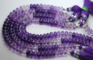 8 Inches Strand, Natural Purple Amethyst Smooth Polished Rondelles 7-7.5mm