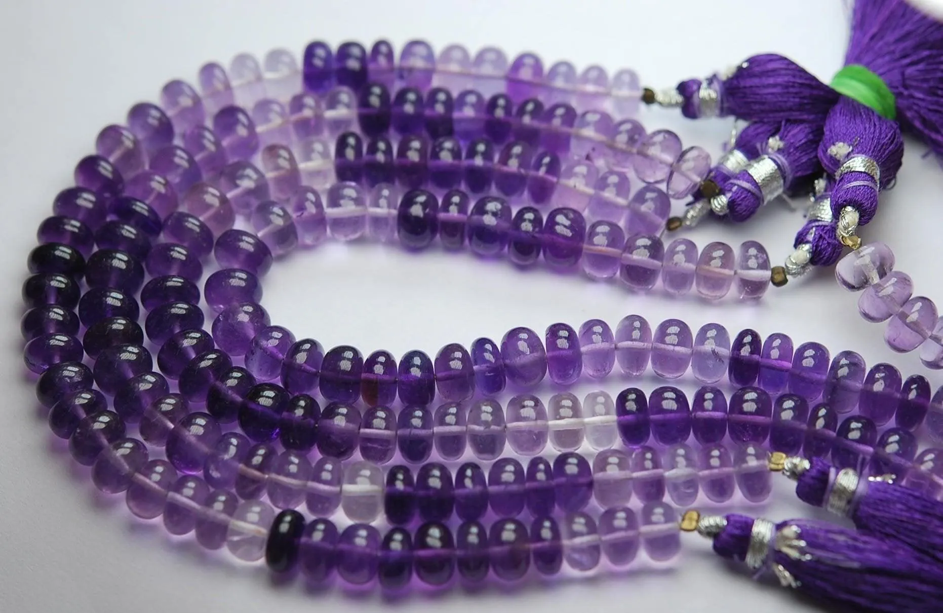 8 Inches Strand, Natural Purple Amethyst Smooth Polished Rondelles 7-7.5mm
