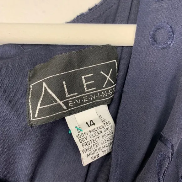 Alex Evenings Sleeveless V-Neck Formal Gown Maxi Dress Navy Blue 14