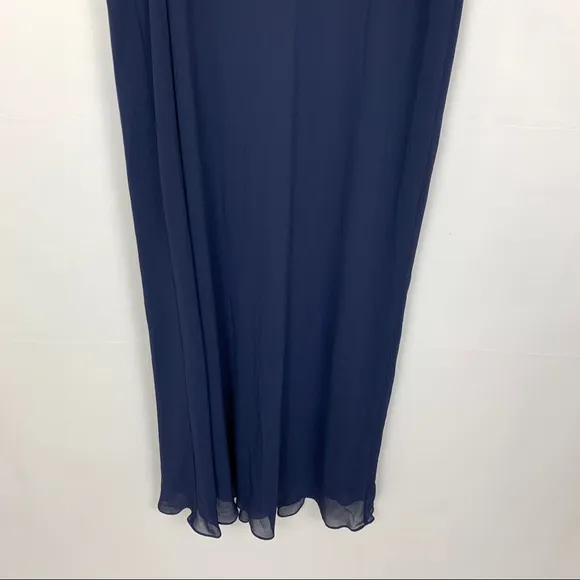 Alex Evenings Sleeveless V-Neck Formal Gown Maxi Dress Navy Blue 14
