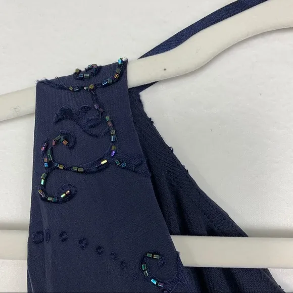 Alex Evenings Sleeveless V-Neck Formal Gown Maxi Dress Navy Blue 14