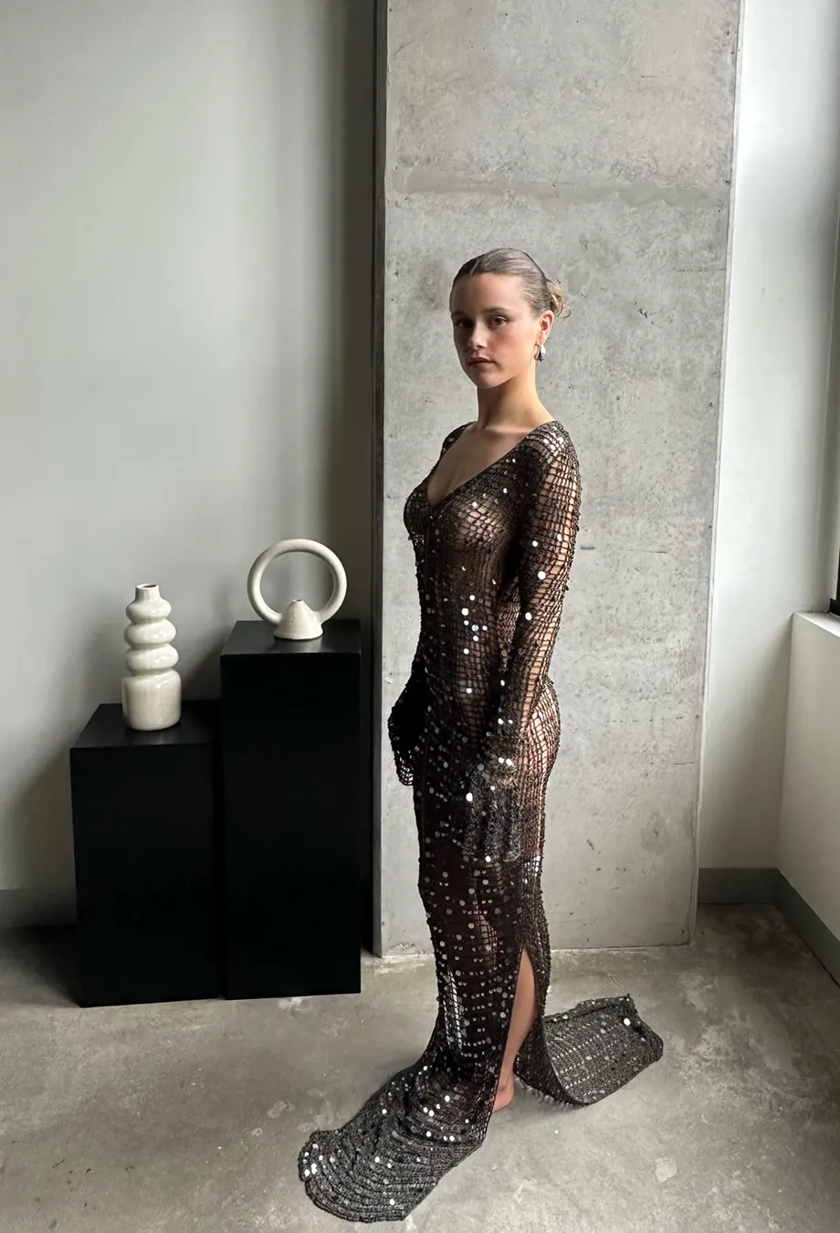 Aya Muse Sequin Knit Maxi Dress