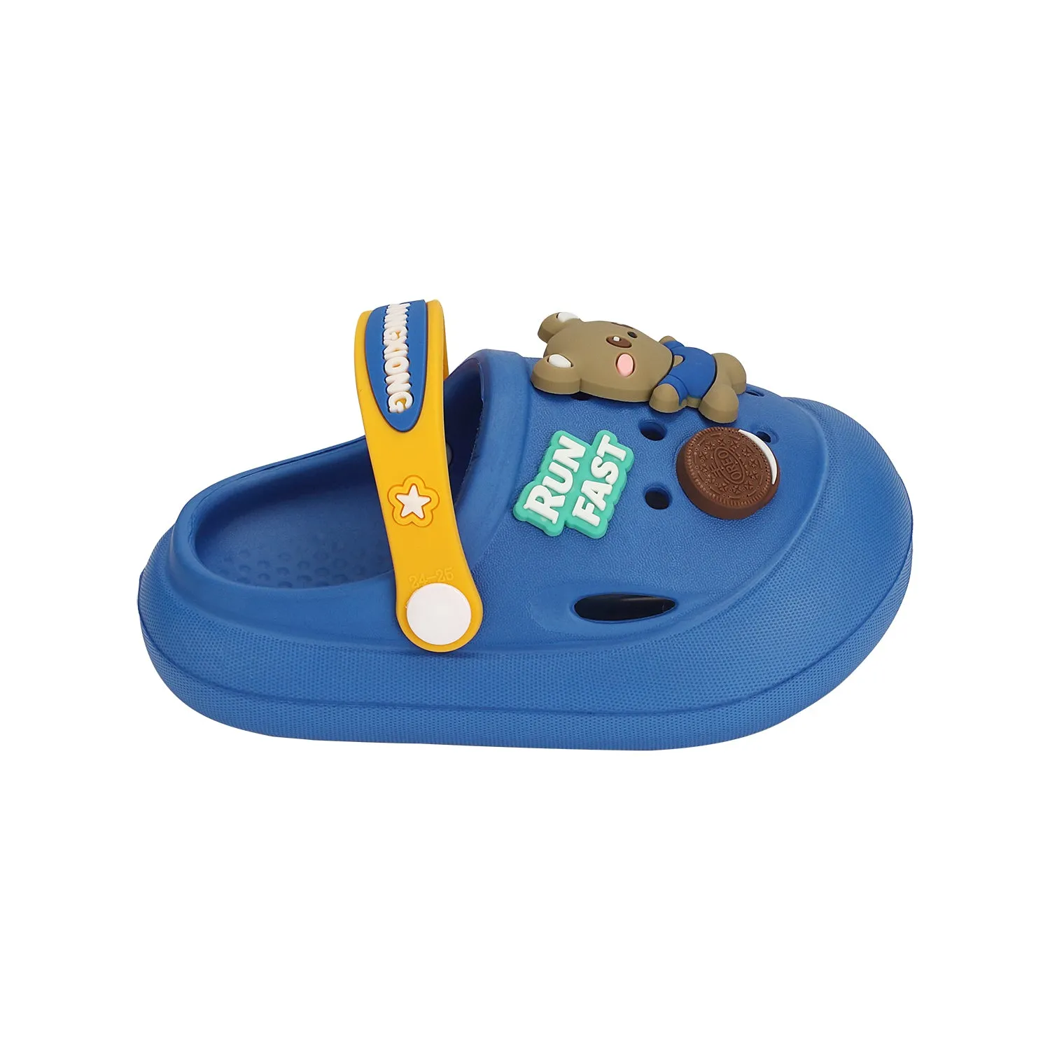 BEAR & COOKIE APPLIQUE CLOGS - BLUE