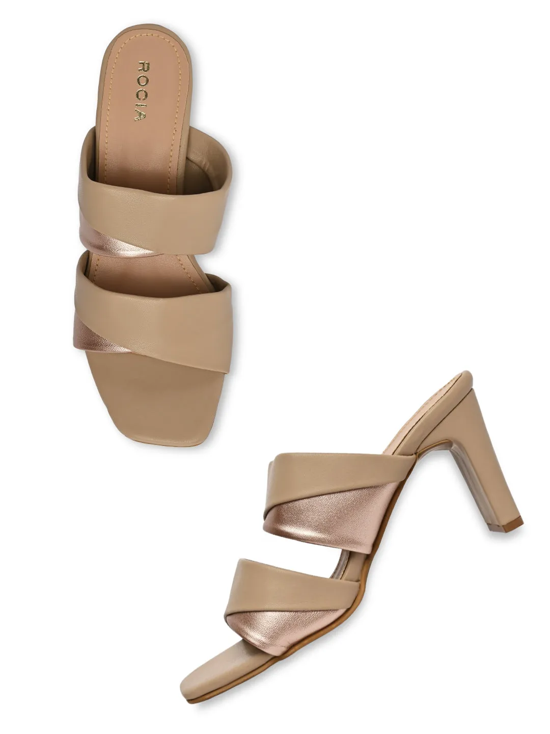 Beige Women High Block Heel Sandals