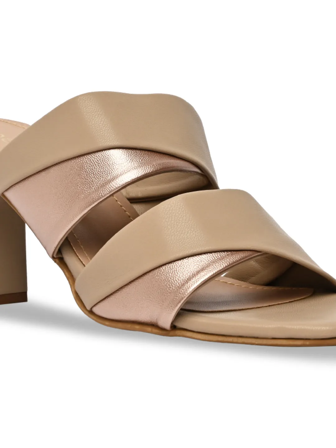Beige Women High Block Heel Sandals
