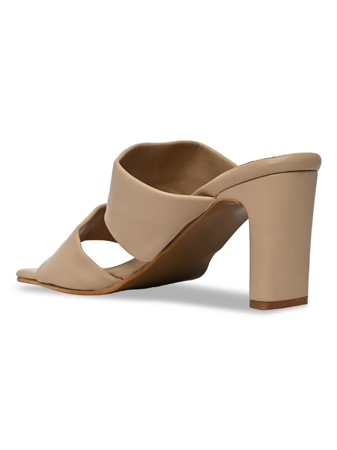 Beige Women High Block Heel Sandals
