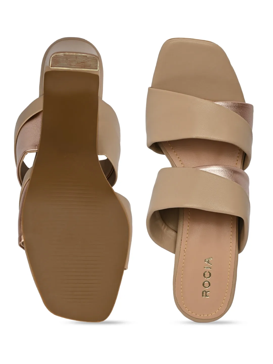 Beige Women High Block Heel Sandals