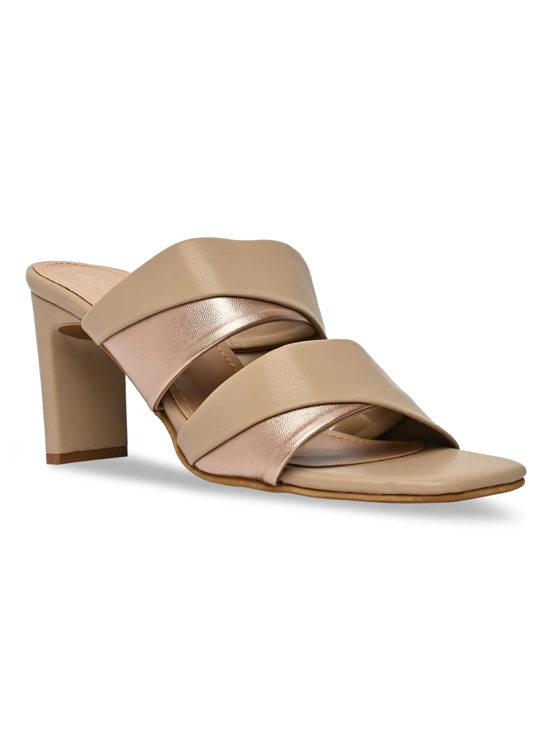 Beige Women High Block Heel Sandals