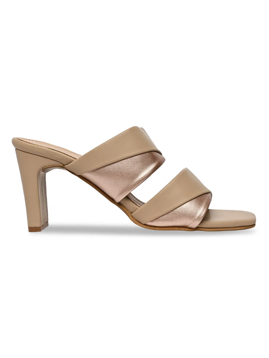 Beige Women High Block Heel Sandals