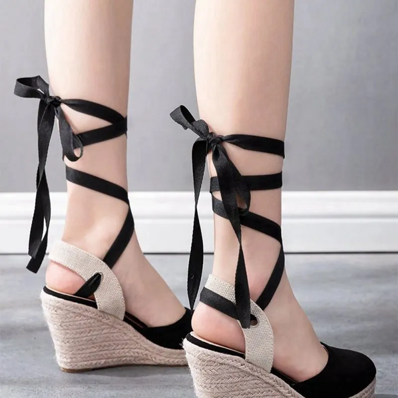 Bohemian Round Toe Platform Espadrille Wedge Heels