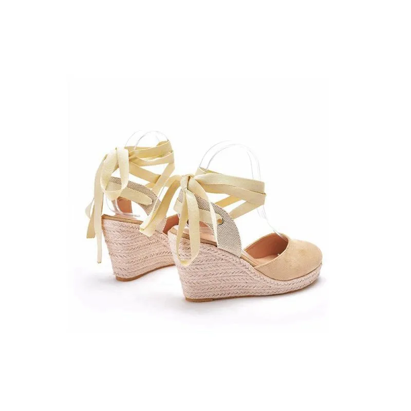 Bohemian Round Toe Platform Espadrille Wedge Heels