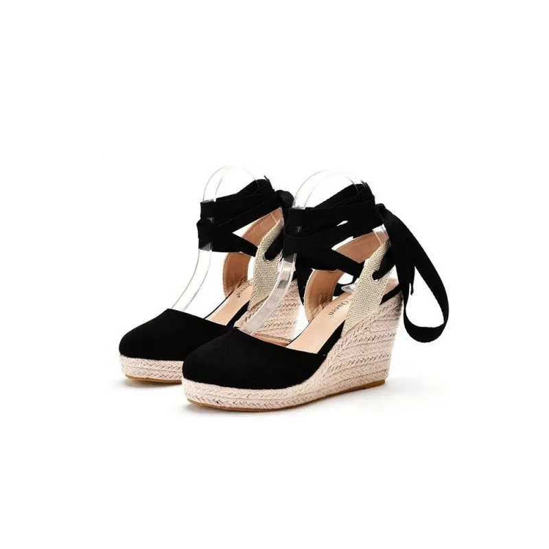 Bohemian Round Toe Platform Espadrille Wedge Heels