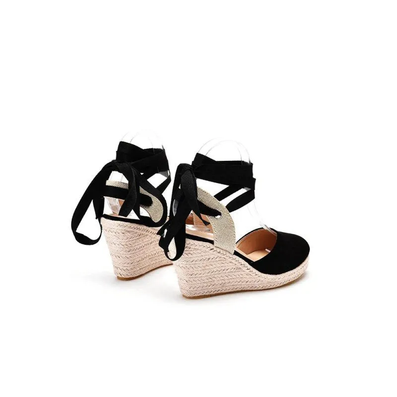 Bohemian Round Toe Platform Espadrille Wedge Heels