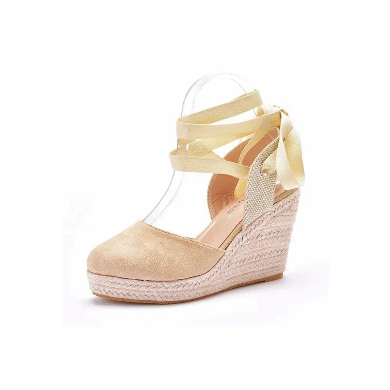 Bohemian Round Toe Platform Espadrille Wedge Heels