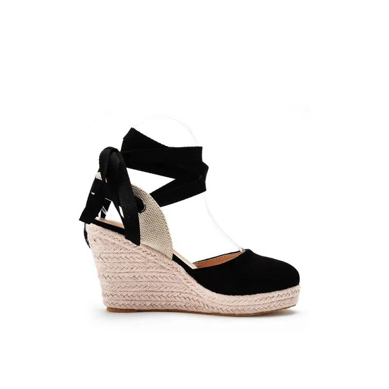 Bohemian Round Toe Platform Espadrille Wedge Heels