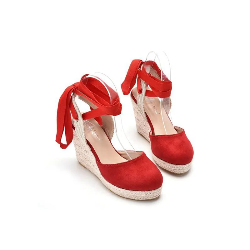 Bohemian Round Toe Platform Espadrille Wedge Heels