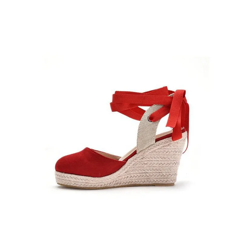 Bohemian Round Toe Platform Espadrille Wedge Heels