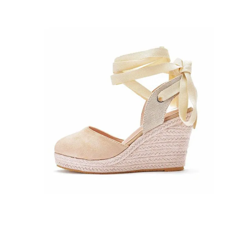 Bohemian Round Toe Platform Espadrille Wedge Heels