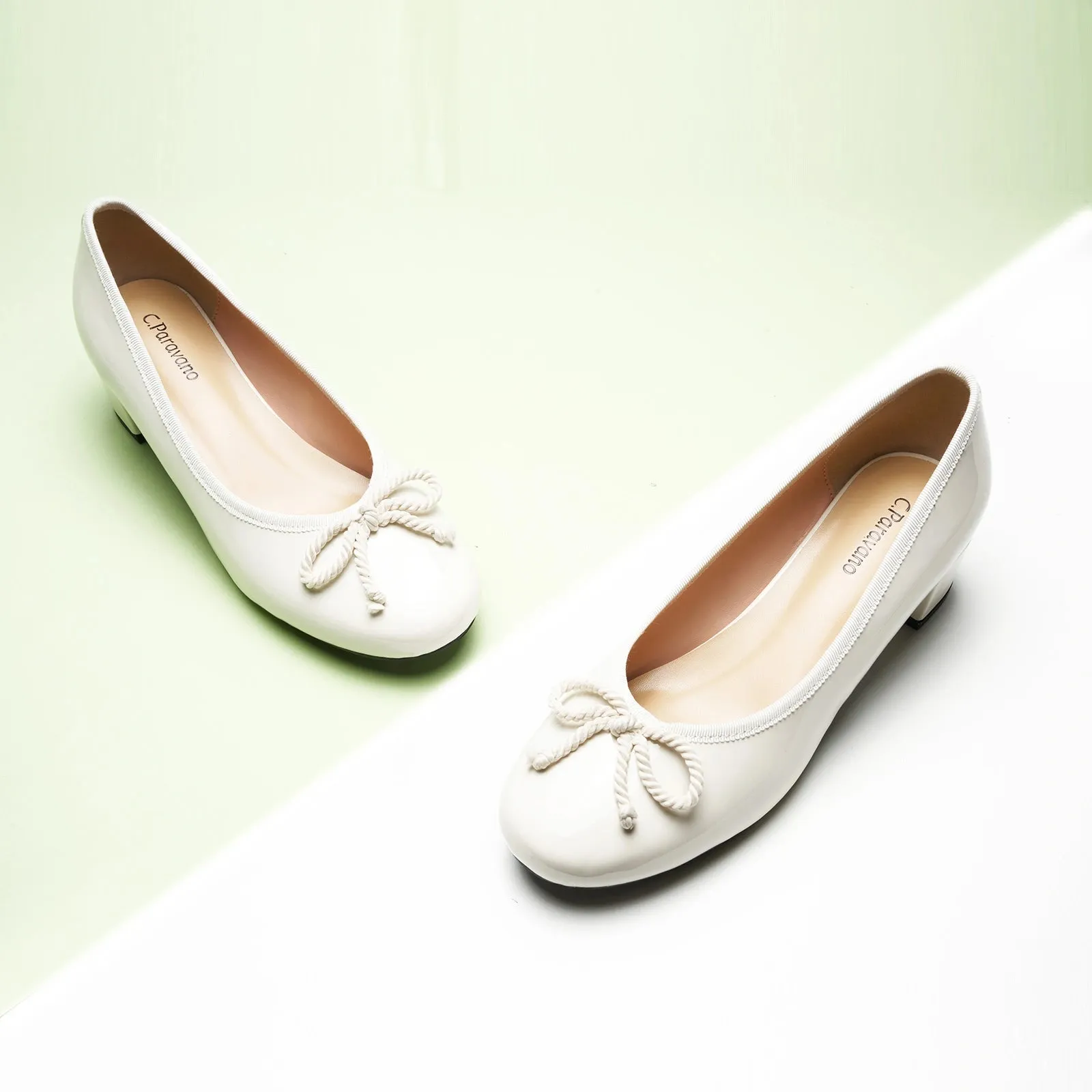 Bow knotted Ballet Block Heels (Lacy)