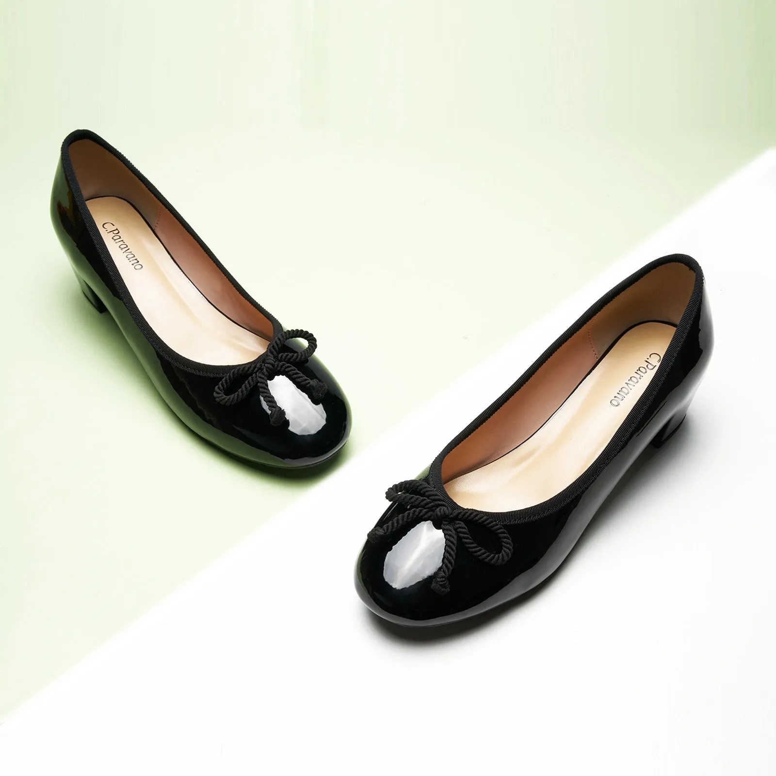 Bow knotted Ballet Block Heels (Lacy)