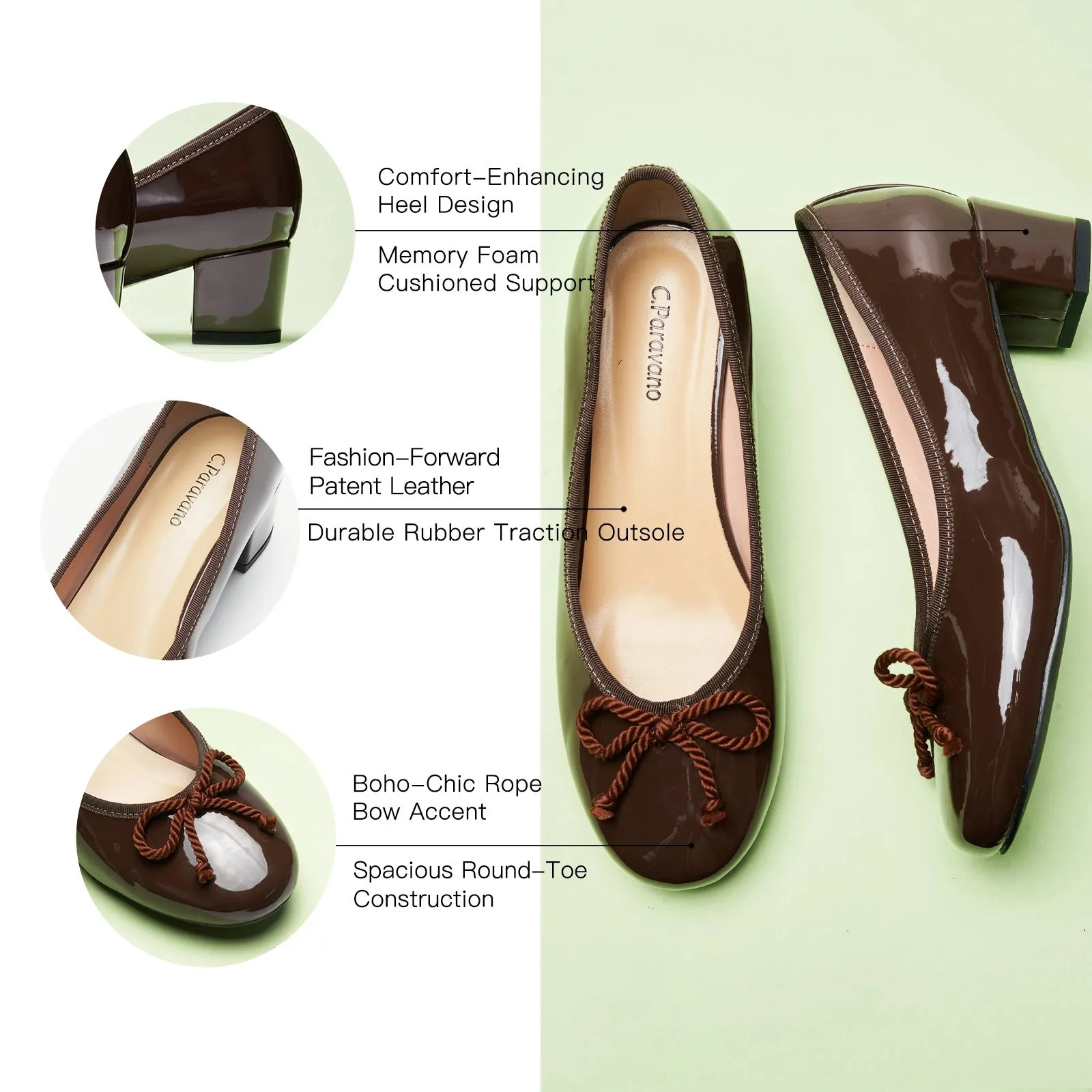 Bow knotted Ballet Block Heels (Lacy)
