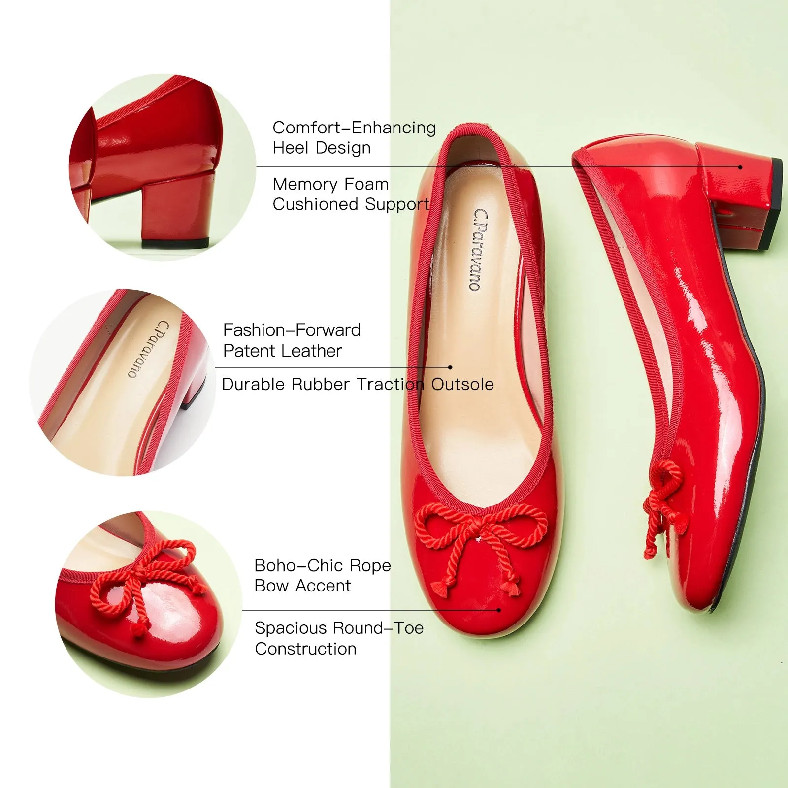 Bow knotted Ballet Block Heels (Lacy)