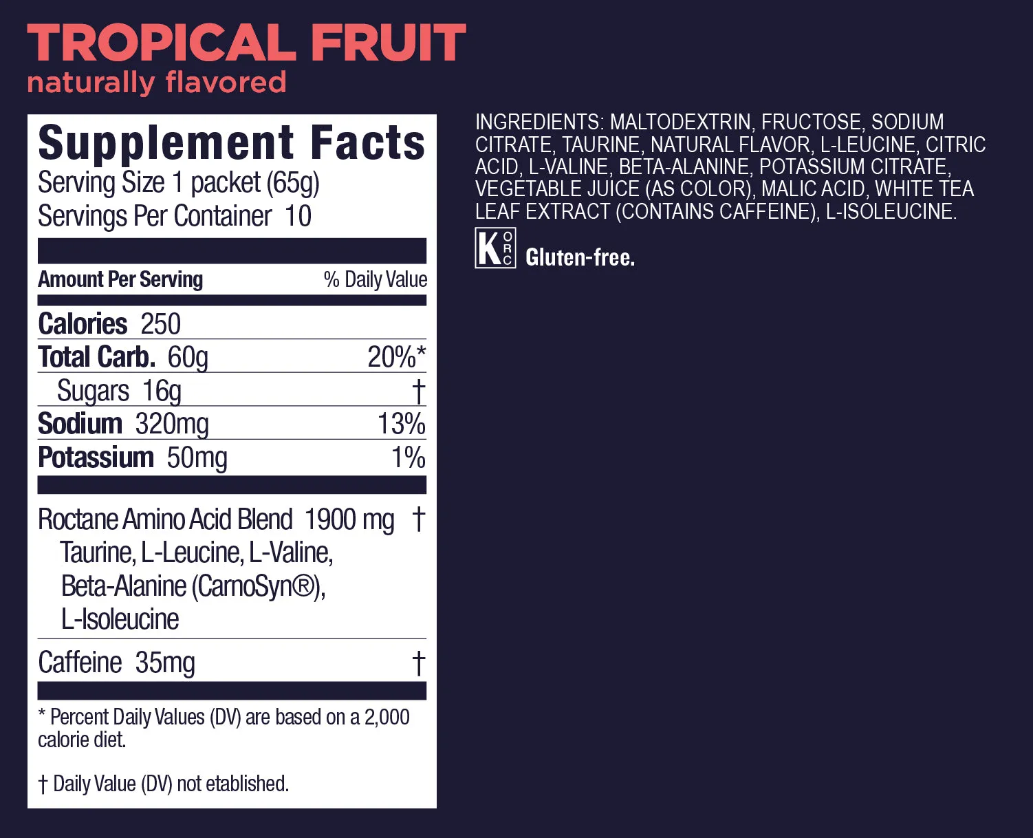 Box Roctane Energy Drink Mix, Tropical Fruit GU Energy