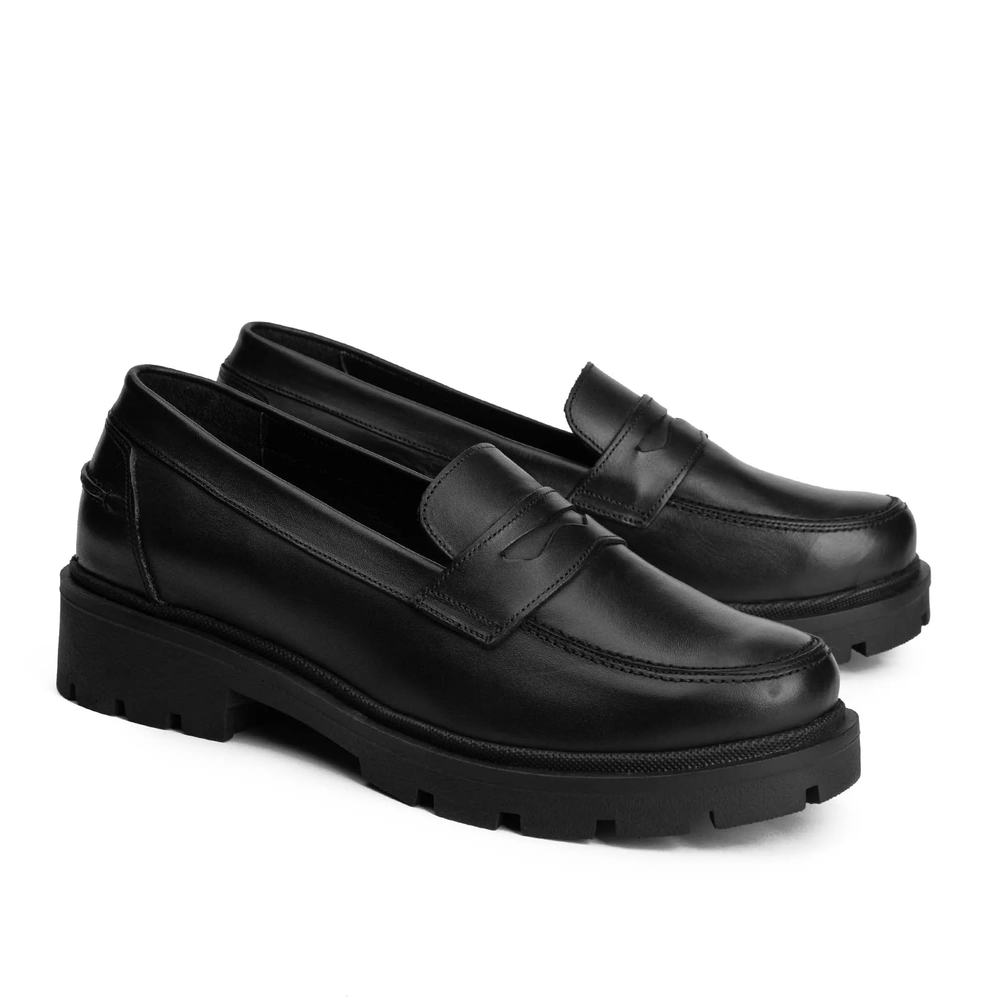 Brio Modern Platform Loafers-Black