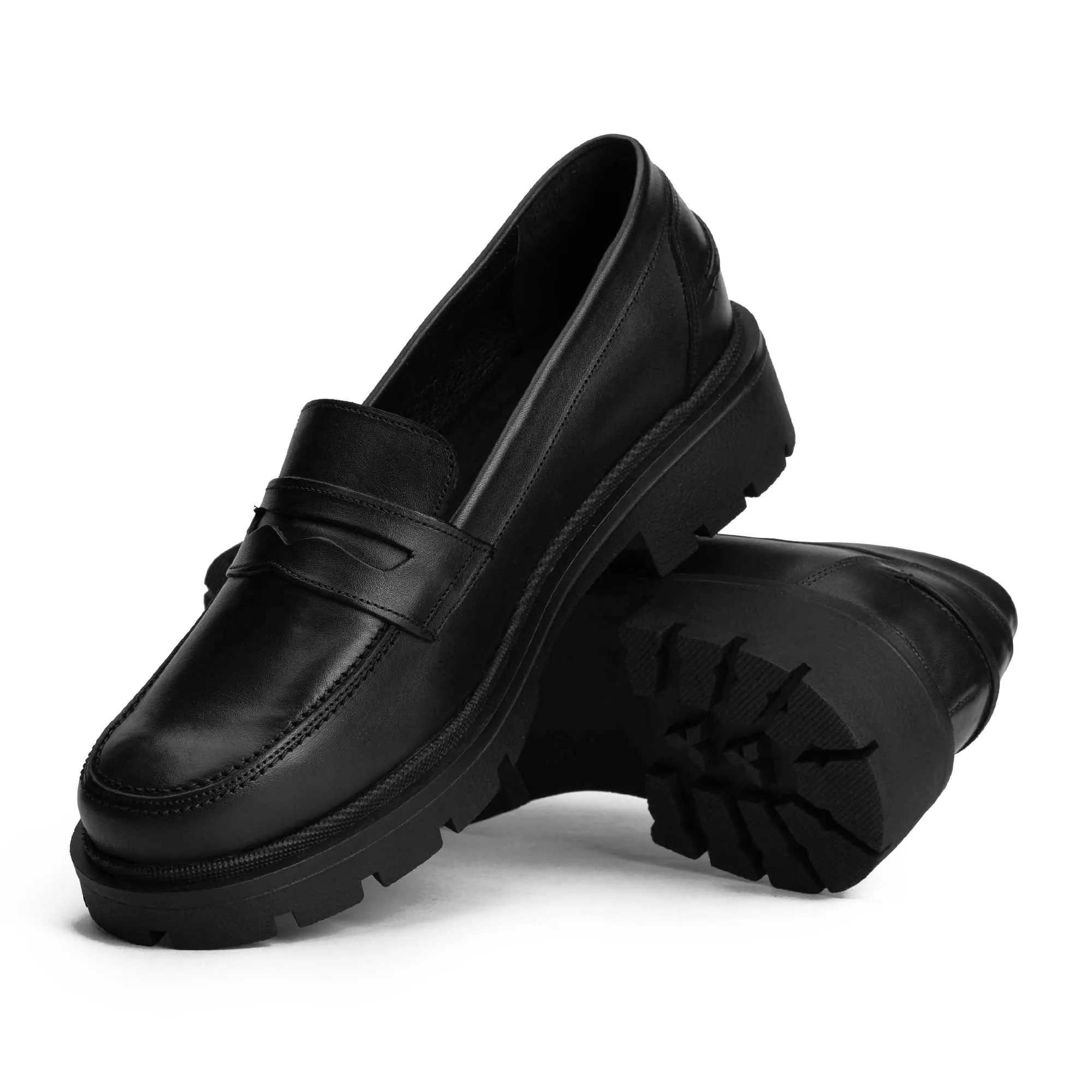 Brio Modern Platform Loafers-Black