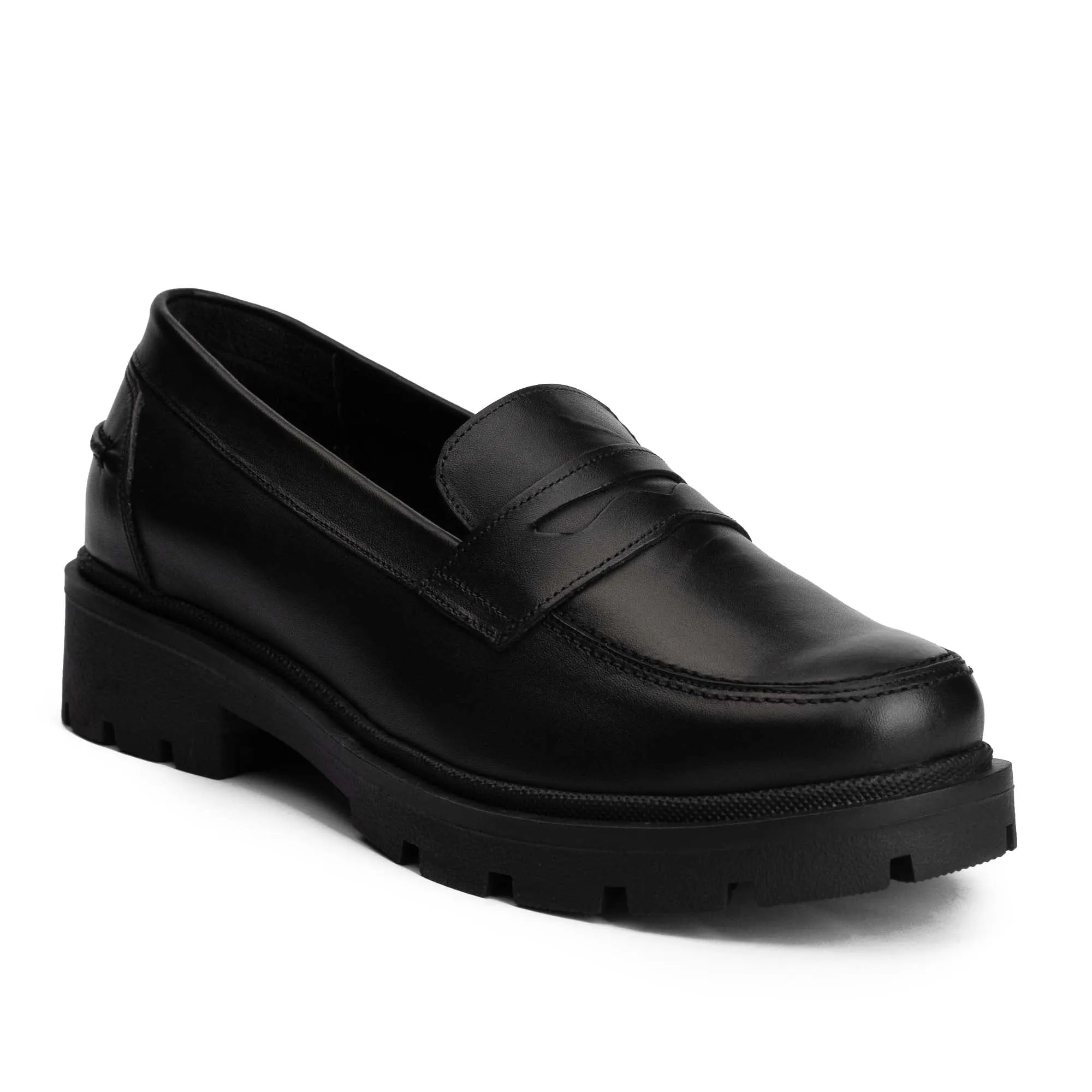 Brio Modern Platform Loafers-Black