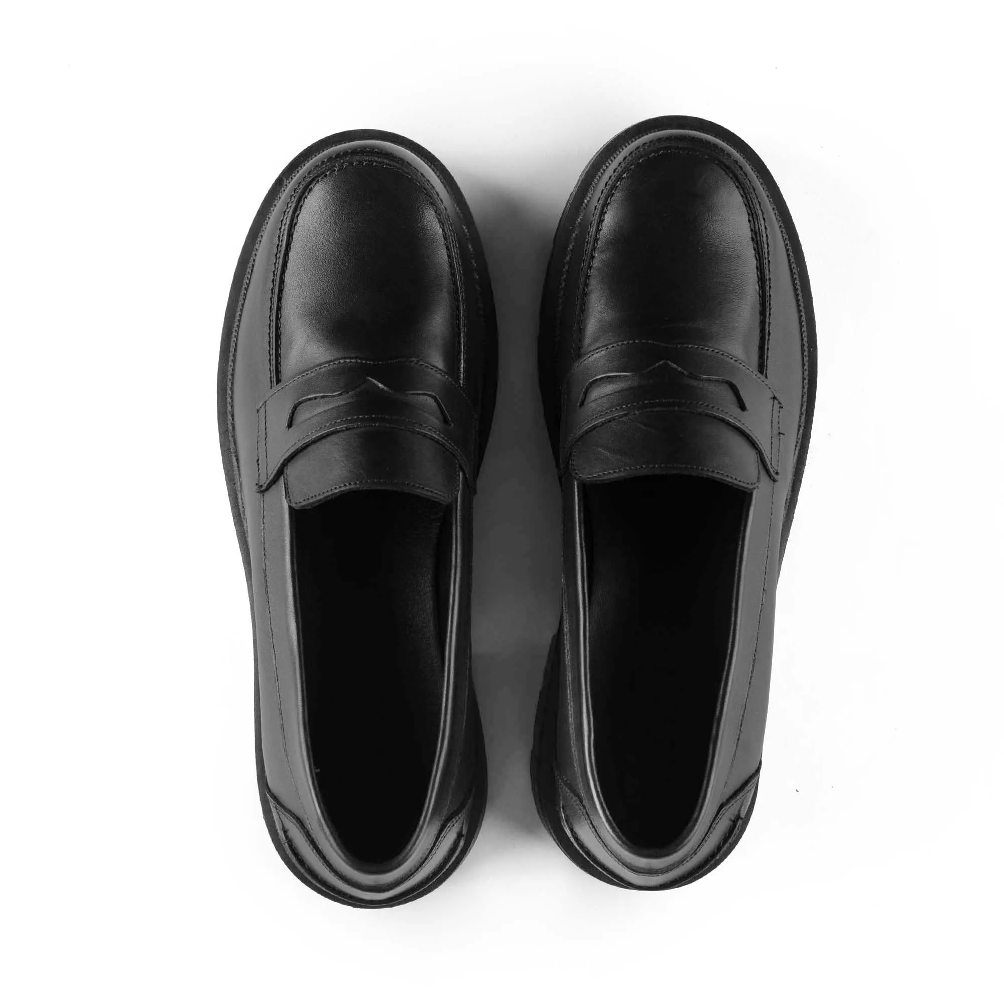 Brio Modern Platform Loafers-Black