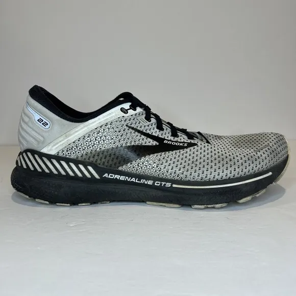 Brooks Adrenaline GTS 22 Men's 11 Grey White Black Shoe Running Trainer Comfort