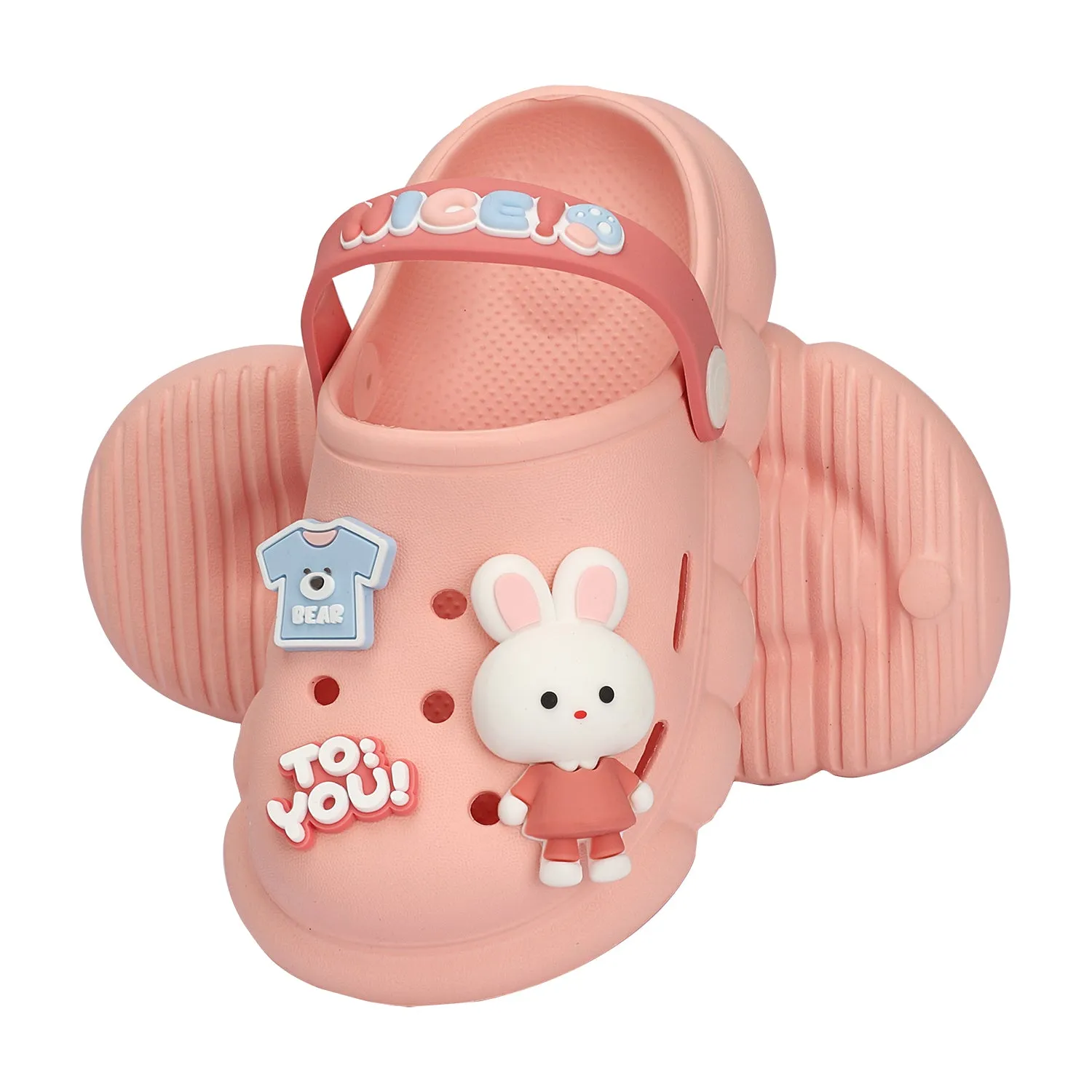 BUNNY RABBIT & BABY T-SHIRT APPLIQUE CLOGS - PINK