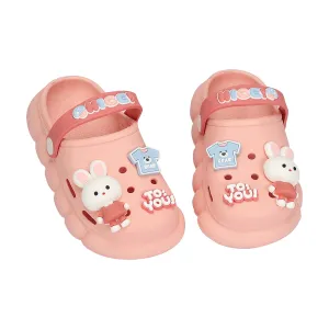 BUNNY RABBIT & BABY T-SHIRT APPLIQUE CLOGS - PINK