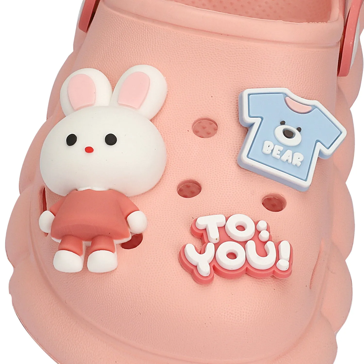 BUNNY RABBIT & BABY T-SHIRT APPLIQUE CLOGS - PINK
