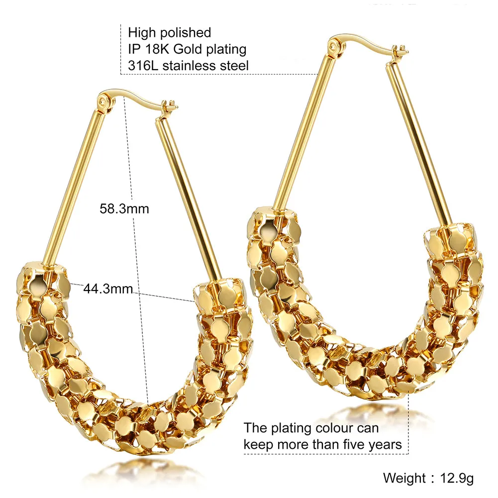 C-shaped smooth hollow earrings-SCE251ST