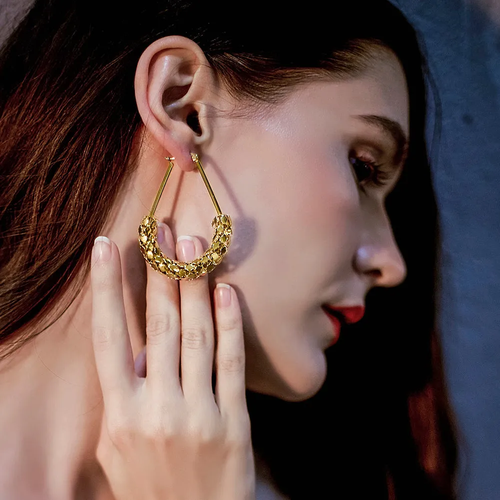 C-shaped smooth hollow earrings-SCE251ST