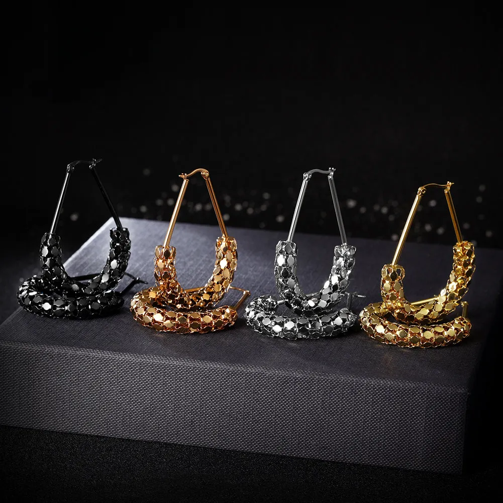 C-shaped smooth hollow earrings-SCE251ST