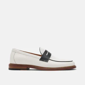 Calum White Leather Penny Loafers