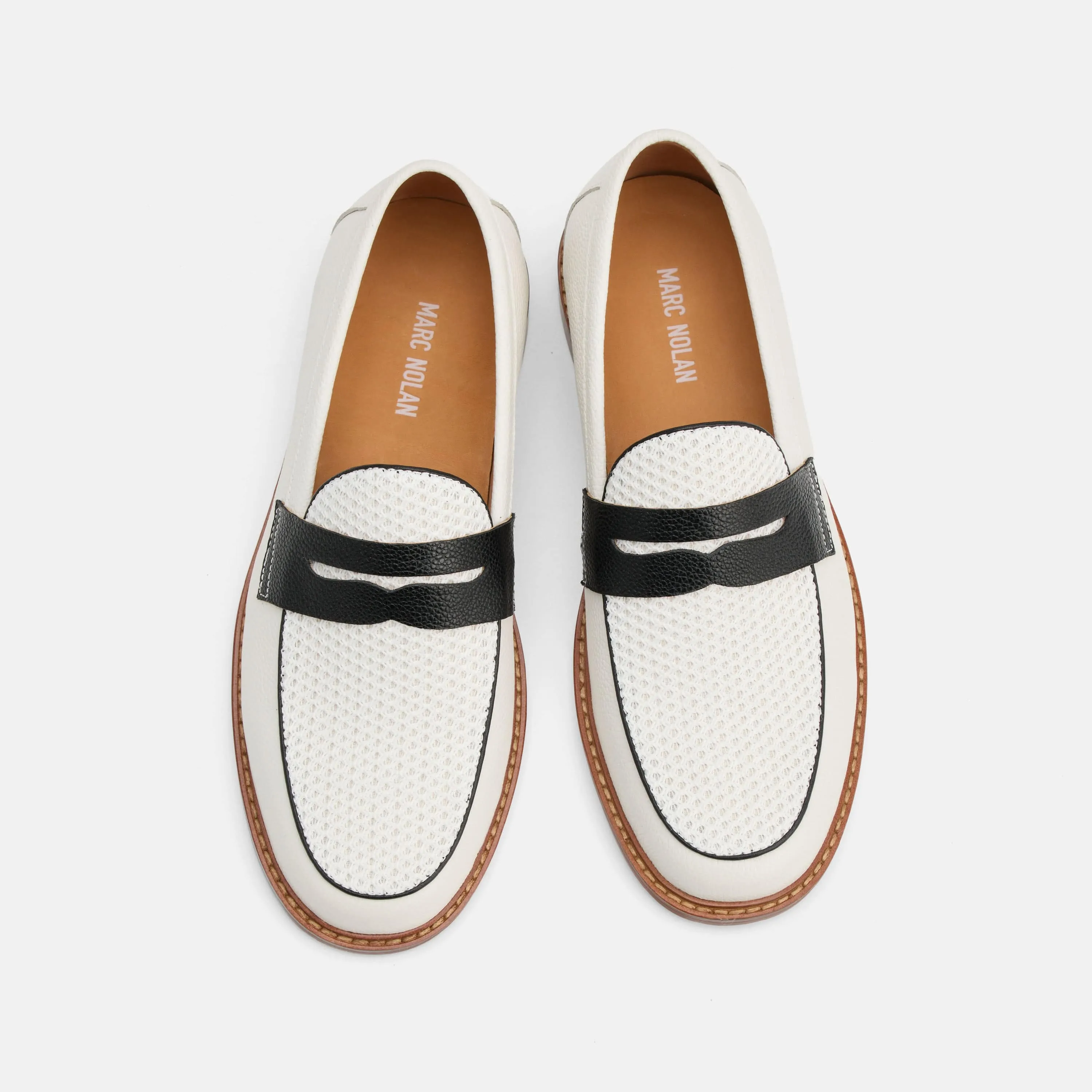 Calum White Leather Penny Loafers