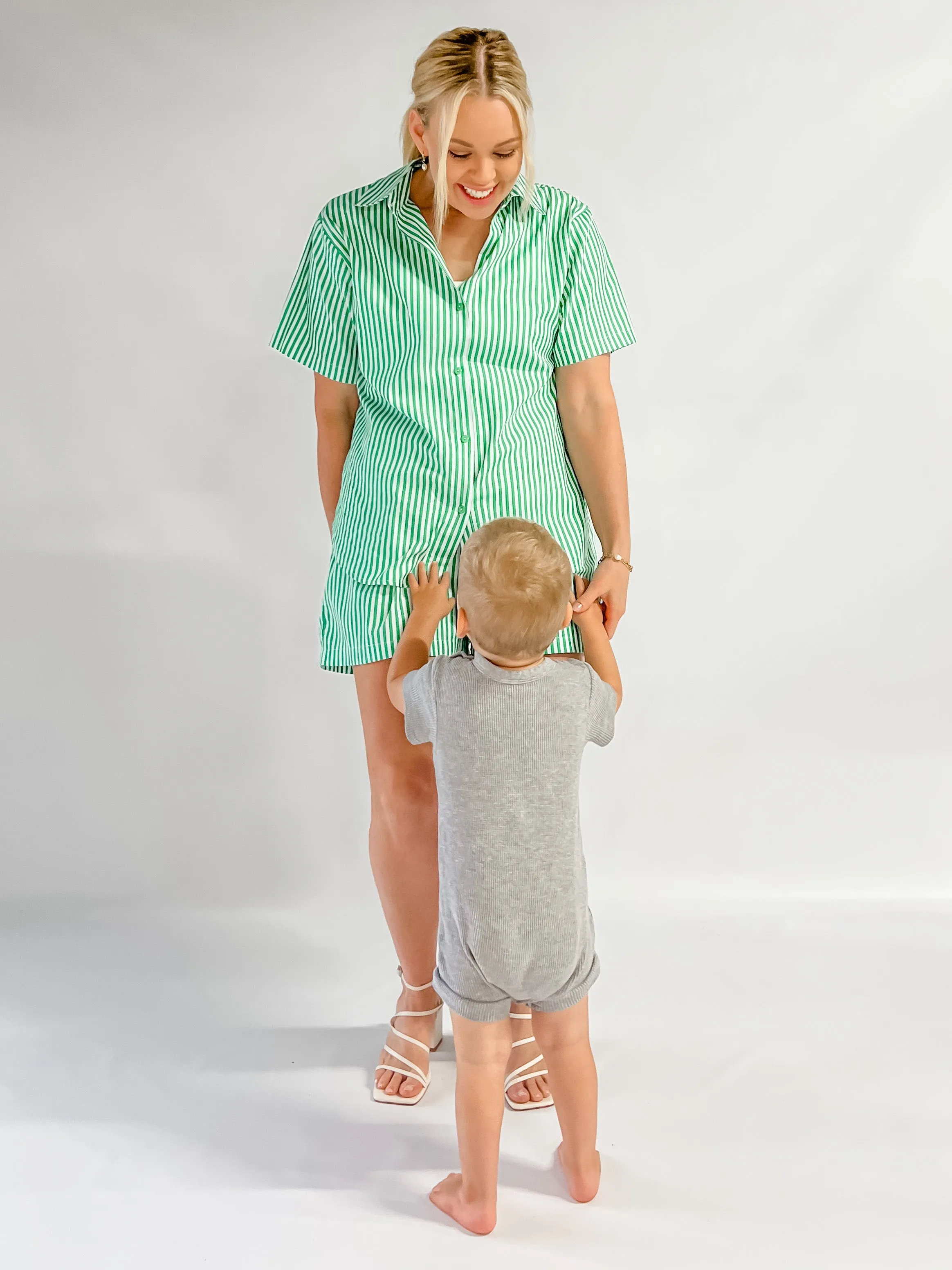 CEDAR SHORTS - GREEN STRIPE