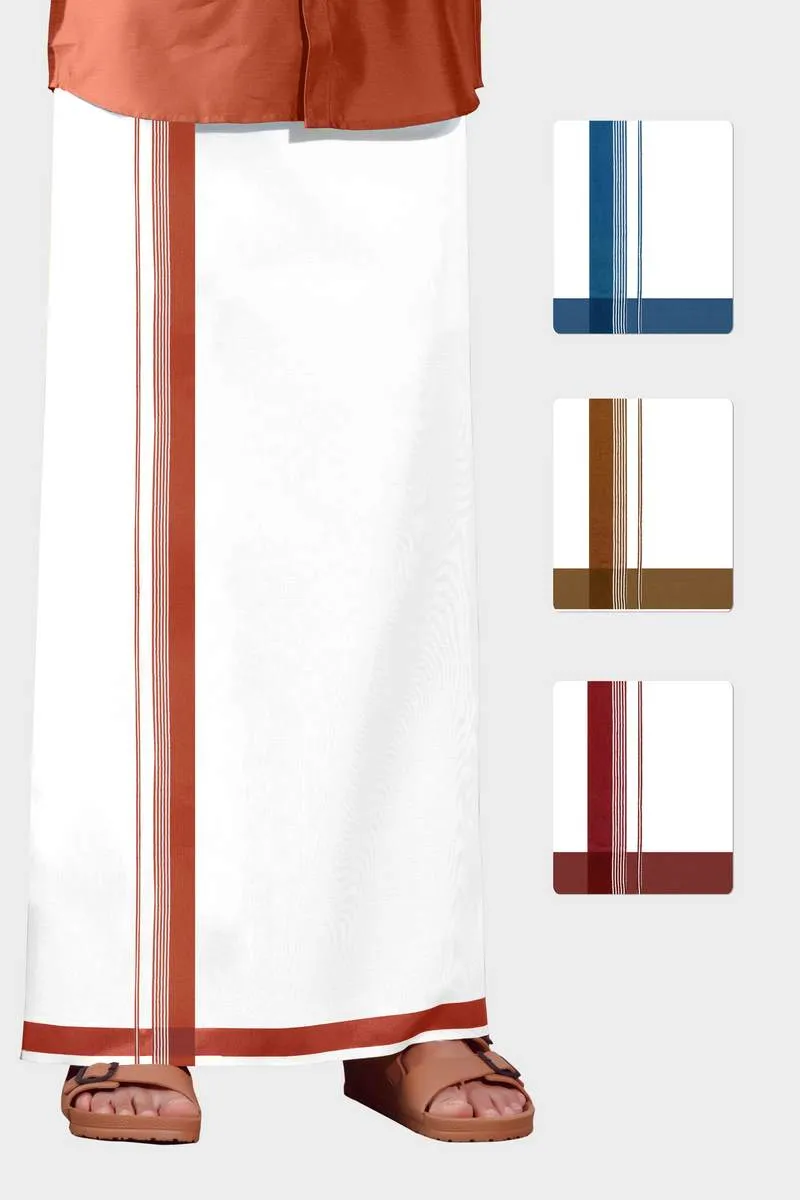 Charming Aabish - Gray Smooth Cotton Double Layered Dhoti With Fancy Borders | Uathayam