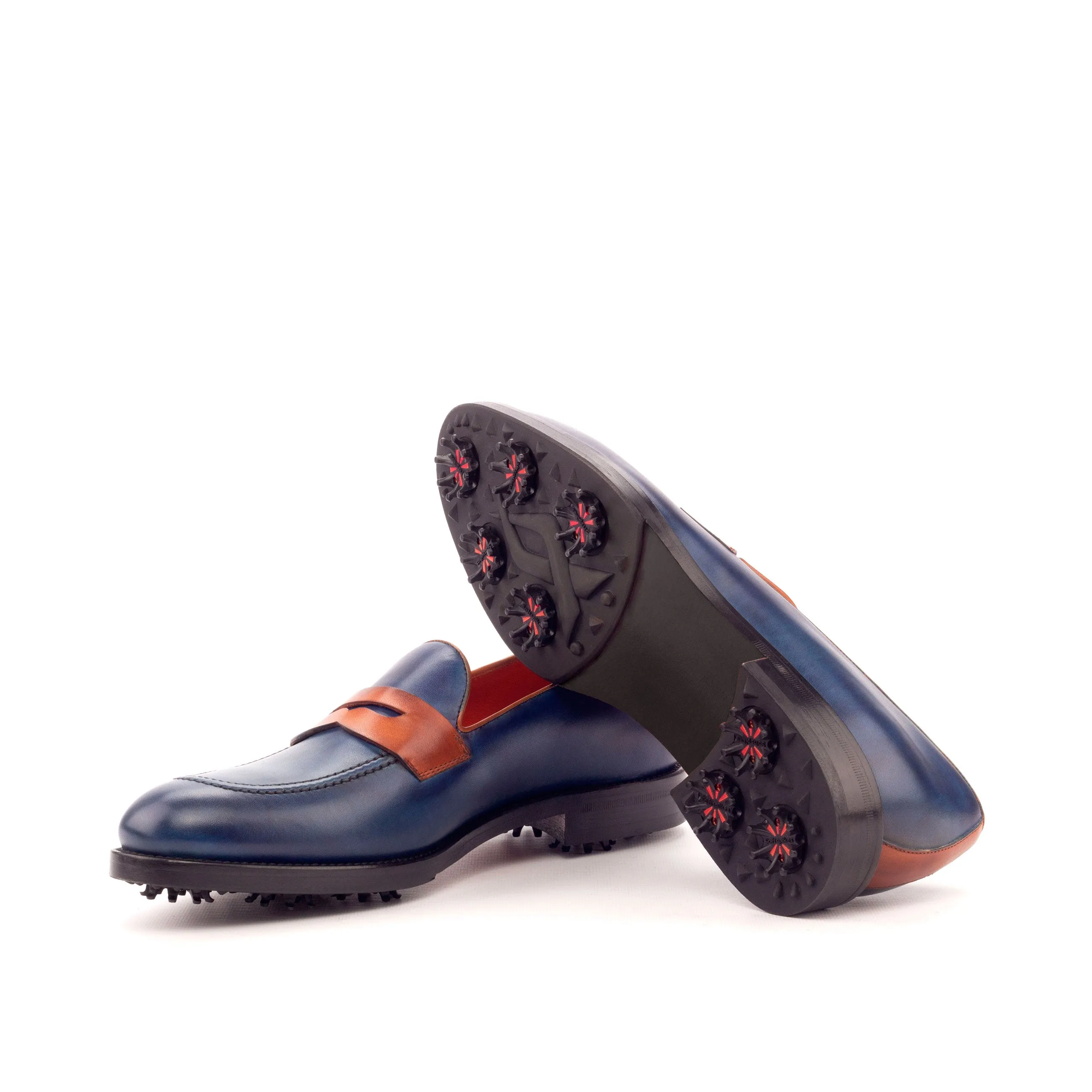 Cognac & navy Penny Loafer Golf Shoes